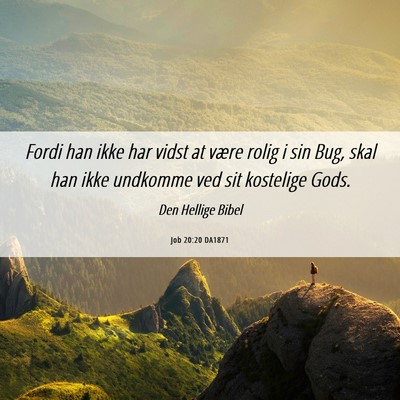 Picture 06 - Job 20:20 DA1871 - Fordi han ikke har vidst at være rolig i sin - Bible Verse Picture