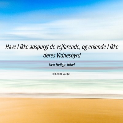 Picture 06 - Job 21:29 DA1871 - Have I ikke adspurgt de vejfarende, og erkende I - Bible Verse Picture