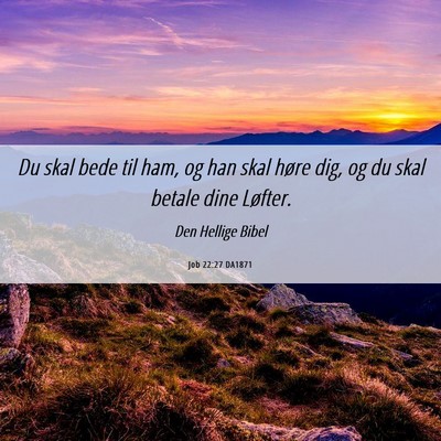 Picture 06 - Job 22:27 DA1871 - Du skal bede til ham, og han skal høre dig, og - Bible Verse Picture
