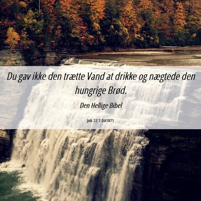 Picture 06 - Job 22:7 DA1871 - Du gav ikke den trætte Vand at drikke og - Bible Verse Picture