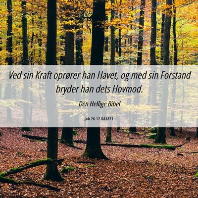 Picture 06 - Job 26:12 DA1871 - Ved sin Kraft oprører han Havet, og med sin - Bible Verse Picture