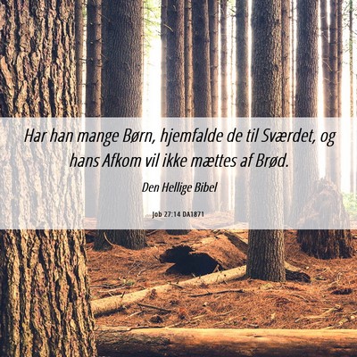 Picture 06 - Job 27:14 DA1871 - Har han mange Børn, hjemfalde de til Sværdet, - Bible Verse Picture
