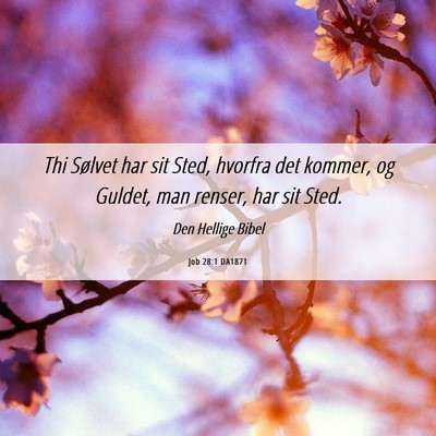 Picture 06 - Job 28:1 DA1871 - Thi Sølvet har sit Sted, hvorfra det kommer, og - Bible Verse Picture