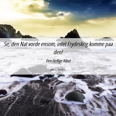 Picture 06 - Job 3:7 DA1871 - Se, den Nat vorde ensom, intet Frydeskrig komme - Bible Verse Picture