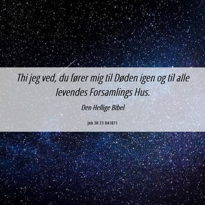 Picture 06 - Job 30:23 DA1871 - Thi jeg ved, du fører mig til Døden igen og til - Bible Verse Picture