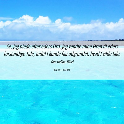 Picture 06 - Job 32:11 DA1871 - Se, jeg biede efter eders Ord, jeg vendte mine - Bible Verse Picture