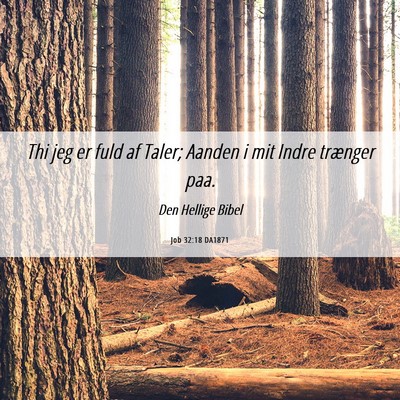 Picture 06 - Job 32:18 DA1871 - Thi jeg er fuld af Taler; Aanden i mit Indre - Bible Verse Picture