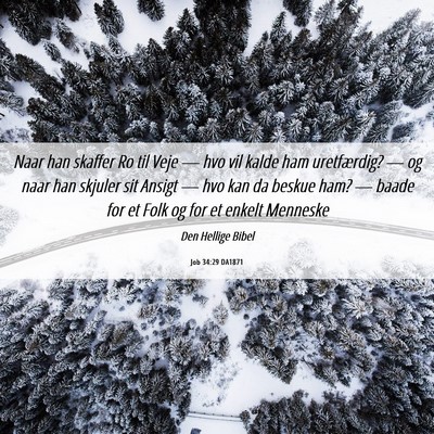 Picture 06 - Job 34:29 DA1871 - Naar han skaffer Ro til Veje — hvo vil kalde - Bible Verse Picture