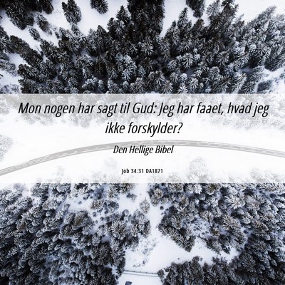 Picture 06 - Job 34:31 DA1871 - Mon nogen har sagt til Gud: Jeg har faaet, hvad - Bible Verse Picture