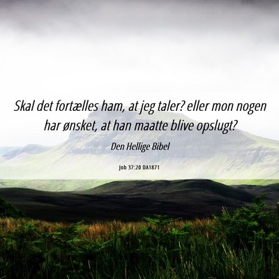 Picture 06 - Job 37:20 DA1871 - Skal det fortælles ham, at jeg taler? eller mon - Bible Verse Picture