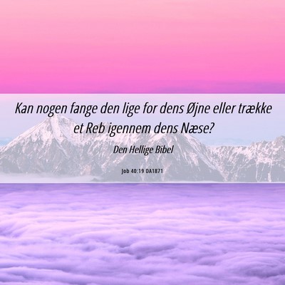 Picture 06 - Job 40:19 DA1871 - Kan nogen fange den lige for dens Øjne eller - Bible Verse Picture