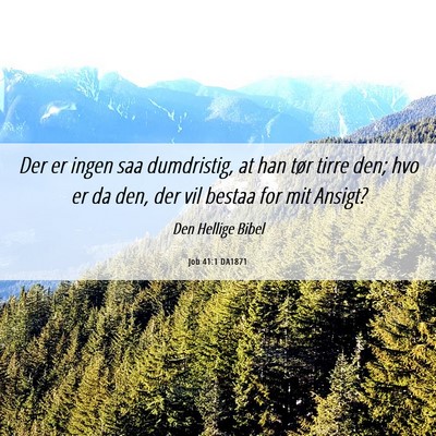 Picture 06 - Job 41:1 DA1871 - Der er ingen saa dumdristig, at han tør tirre - Bible Verse Picture
