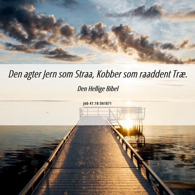 Picture 06 - Job 41:18 DA1871 - Den agter Jern som Straa, Kobber som raaddent - Bible Verse Picture