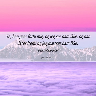 Picture 06 - Job 9:11 DA1871 - Se, han gaar forbi mig, og jeg ser ham ikke, og - Bible Verse Picture