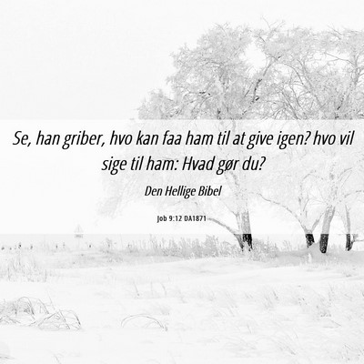 Picture 06 - Job 9:12 DA1871 - Se, han griber, hvo kan faa ham til at give igen? - Bible Verse Picture