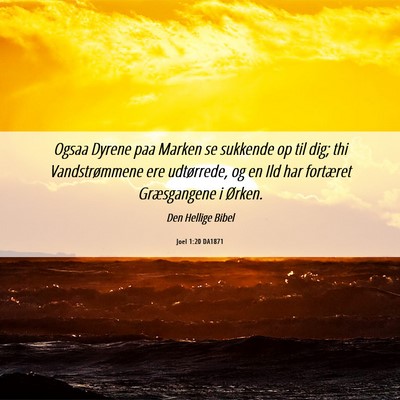 Picture 06 - Joel 1:20 DA1871 - Ogsaa Dyrene paa Marken se sukkende op til dig; - Bible Verse Picture