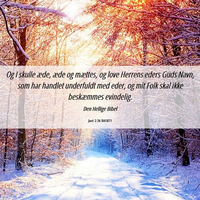 Picture 06 - Joel 2:26 DA1871 - Og I skulle æde, æde og mættes, og love - Bible Verse Picture