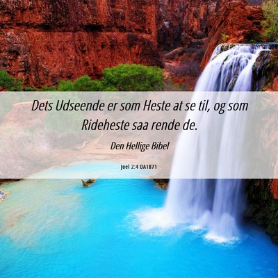 Picture 06 - Joel 2:4 DA1871 - Dets Udseende er som Heste at se til, og som - Bible Verse Picture