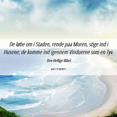 Picture 06 - Joel 2:9 DA1871 - De løbe om i Staden, rende paa Muren, stige ind - Bible Verse Picture