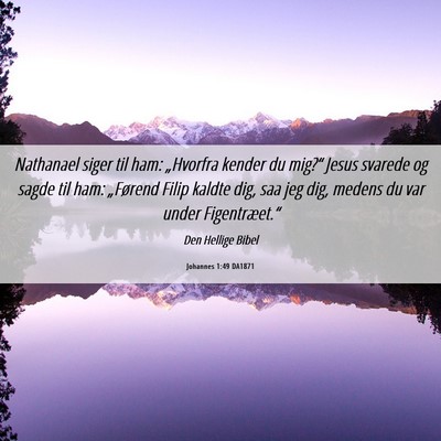 Picture 06 - Johannes 1:49 DA1871 - Nathanael siger til ham: „Hvorfra kender du - Bible Verse Picture