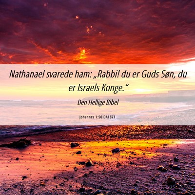 Picture 06 - Johannes 1:50 DA1871 - Nathanael svarede ham: „Rabbi! du er Guds Søn, - Bible Verse Picture