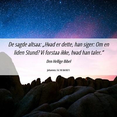 Picture 06 - Johannes 16:18 DA1871 - De sagde altsaa: „Hvad er dette, han siger: Om - Bible Verse Picture