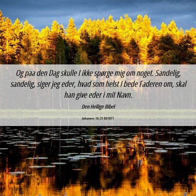 Picture 06 - Johannes 16:23 DA1871 - Og paa den Dag skulle I ikke spørge mig om - Bible Verse Picture