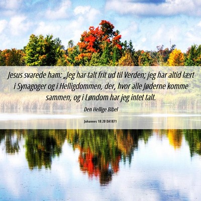 Picture 06 - Johannes 18:20 DA1871 - Jesus svarede ham: „Jeg har talt frit ud til - Bible Verse Picture