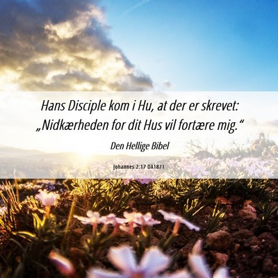 Picture 06 - Johannes 2:17 DA1871 - Hans Disciple kom i Hu, at der er skrevet: - Bible Verse Picture