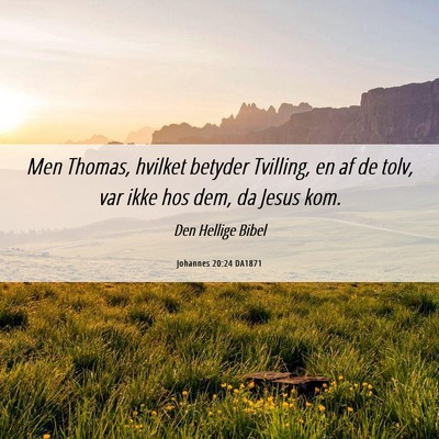 Picture 06 - Johannes 20:24 DA1871 - Men Thomas, hvilket betyder Tvilling, en af de - Bible Verse Picture