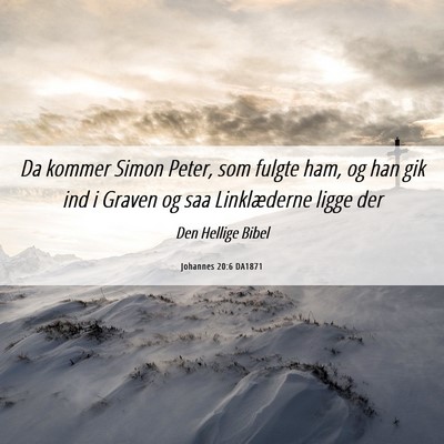 Picture 06 - Johannes 20:6 DA1871 - Da kommer Simon Peter, som fulgte ham, og han gik - Bible Verse Picture