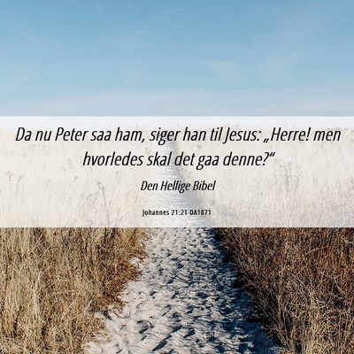 Picture 06 - Johannes 21:21 DA1871 - Da nu Peter saa ham, siger han til Jesus: - Bible Verse Picture