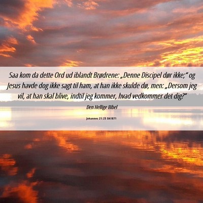 Picture 06 - Johannes 21:23 DA1871 - Saa kom da dette Ord ud iblandt Brødrene: - Bible Verse Picture