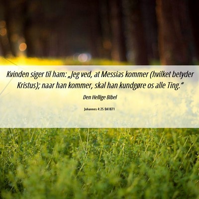 Picture 06 - Johannes 4:25 DA1871 - Kvinden siger til ham: „Jeg ved, at Messias - Bible Verse Picture