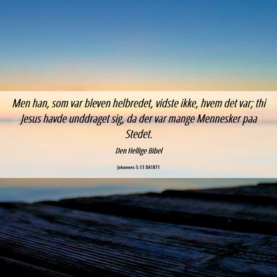 Picture 06 - Johannes 5:13 DA1871 - Men han, som var bleven helbredet, vidste ikke, - Bible Verse Picture