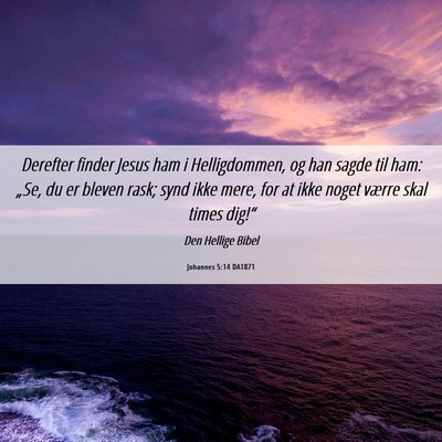 Picture 06 - Johannes 5:14 DA1871 - Derefter finder Jesus ham i Helligdommen, og han - Bible Verse Picture