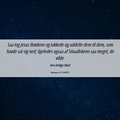 Picture 06 - Johannes 6:11 DA1871 - Saa tog Jesus Brødene og takkede og uddelte dem - Bible Verse Picture