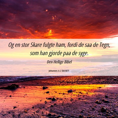 Picture 06 - Johannes 6:2 DA1871 - Og en stor Skare fulgte ham, fordi de saa de - Bible Verse Picture