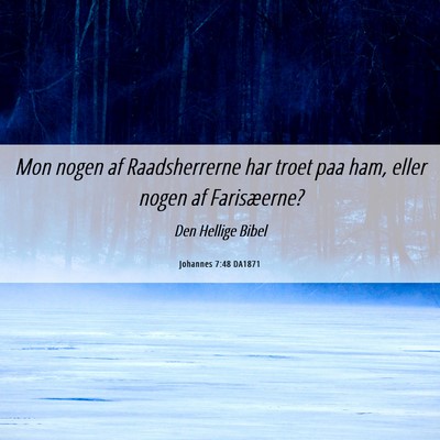 Picture 06 - Johannes 7:48 DA1871 - Mon nogen af Raadsherrerne har troet paa ham, - Bible Verse Picture