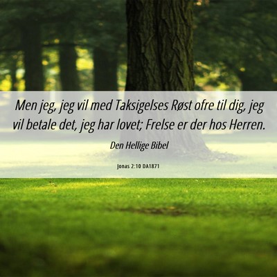 Picture 06 - Jonas 2:10 DA1871 - Men jeg, jeg vil med Taksigelses Røst ofre til - Bible Verse Picture
