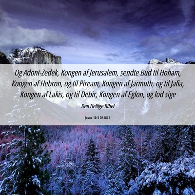 Picture 06 - Josua 10:3 DA1871 - Og Adoni-Zedek, Kongen af Jerusalem, sendte Bud - Bible Verse Picture