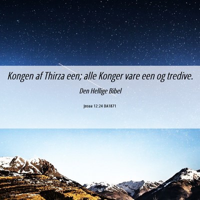 Picture 06 - Josua 12:24 DA1871 - Kongen af Thirza een; alle Konger vare een og - Bible Verse Picture