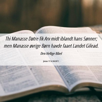 Picture 06 - Josua 17:6 DA1871 - Thi Manasse Døtre fik Arv midt iblandt hans - Bible Verse Picture