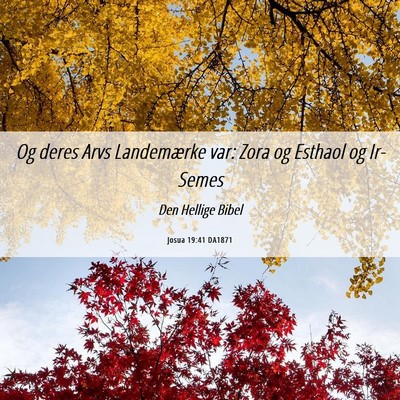Picture 06 - Josua 19:41 DA1871 - Og deres Arvs Landemærke var: Zora og Esthaol og - Bible Verse Picture