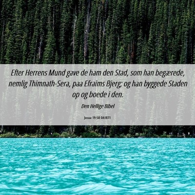 Picture 06 - Josua 19:50 DA1871 - Efter Herrens Mund gave de ham den Stad, som han - Bible Verse Picture