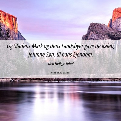 Picture 06 - Josua 21:12 DA1871 - Og Stadens Mark og dens Landsbyer gave de Kaleb, - Bible Verse Picture