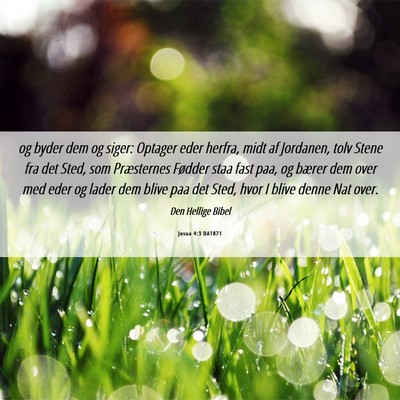 Picture 06 - Josua 4:3 DA1871 - og byder dem og siger: Optager eder herfra, midt - Bible Verse Picture