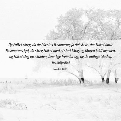 Picture 06 - Josua 6:20 DA1871 - Og Folket skreg, da de blæste i Basunerne; ja - Bible Verse Picture