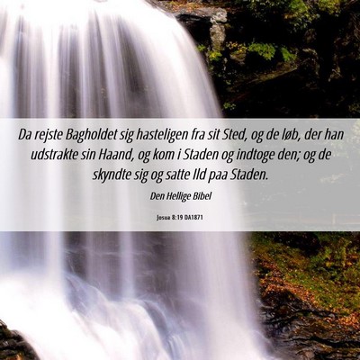 Picture 06 - Josua 8:19 DA1871 - Da rejste Bagholdet sig hasteligen fra sit Sted, - Bible Verse Picture