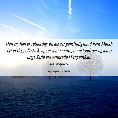 Picture 06 - Klagesangene 1:18 DA1871 - Herren, han er retfærdig; thi jeg var genstridig - Bible Verse Picture